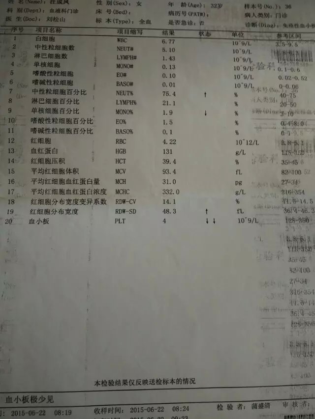 6月22血常规检查单